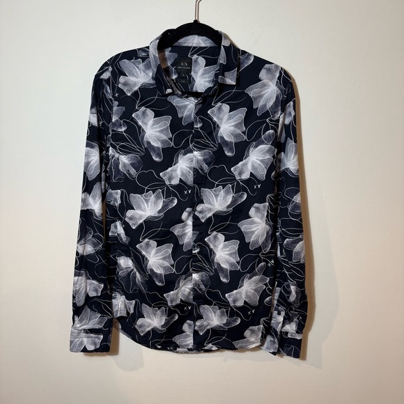 Armani Exchange Black and White Floral Dress Shirt - Picture 2 of 16